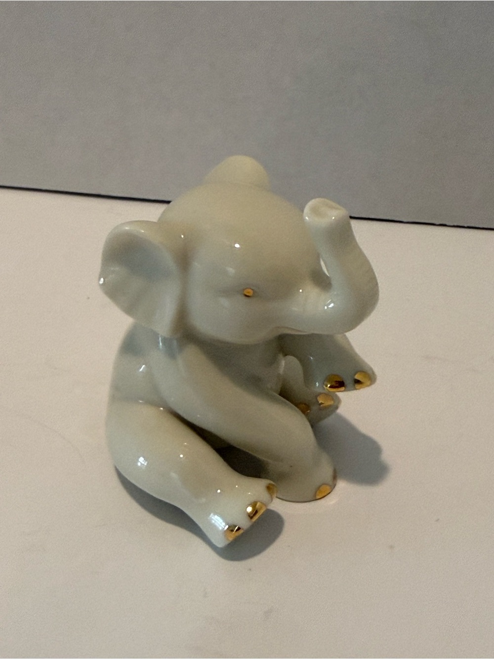 Lenox White Porcelain Elephant Figurine with Gold Accents